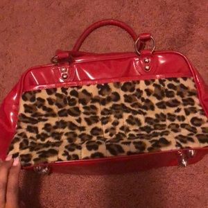 Red leopard purse with wallet